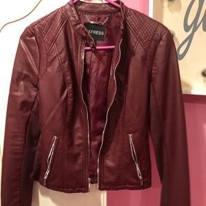 Express XS maroon leather jacket :)